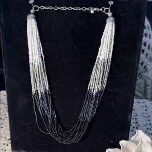 Elegant Black and White Beaded Necklace